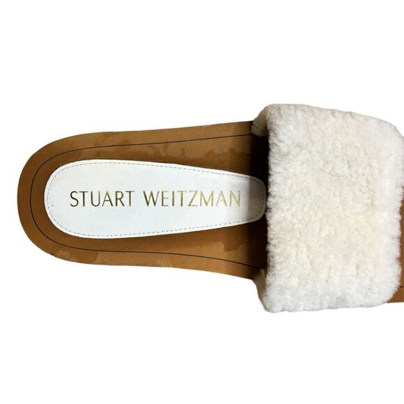 Stuart Weitzman Cammy Slide Shearling Sandals in Natural NWOB Size 6B - Picture 3 of 6